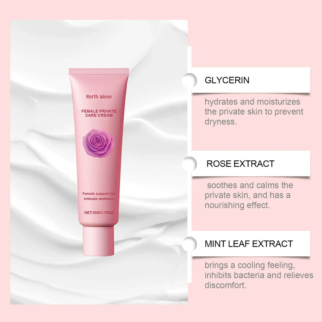 50g tube of Gentle Care moisturising cream with rose and peppermint extracts for daily skin hydration