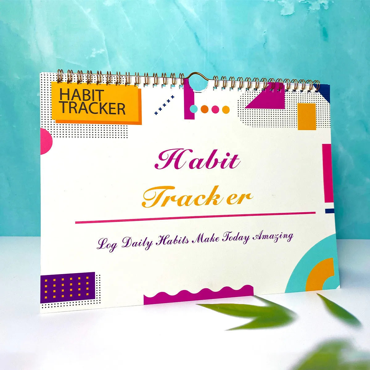 A4 habit tracking notebook in Flower White cover, open to show 12 internal pages for schedule recording.