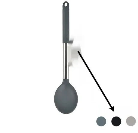 12 piece silicone kitchenware set with rotating storage bucket including ladle spatula and food clip in black