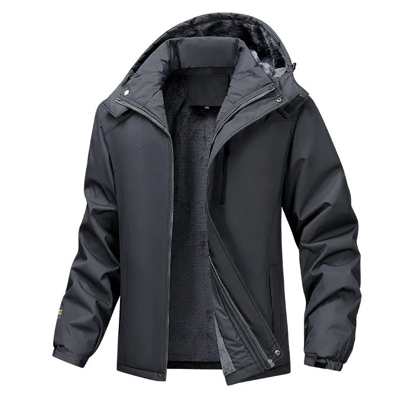 Men's plus-size waterproof hooded coat in polyester available in four colours