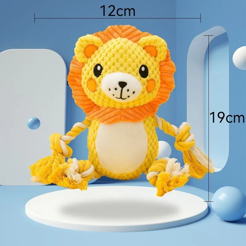 Lion and monkey stuffed squeaky dog toys plush bundle for medium large dogs