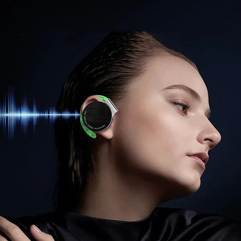 Black and white wireless Bluetooth 5.2 sports earphones with in-ear design showing NFC touchpoint.