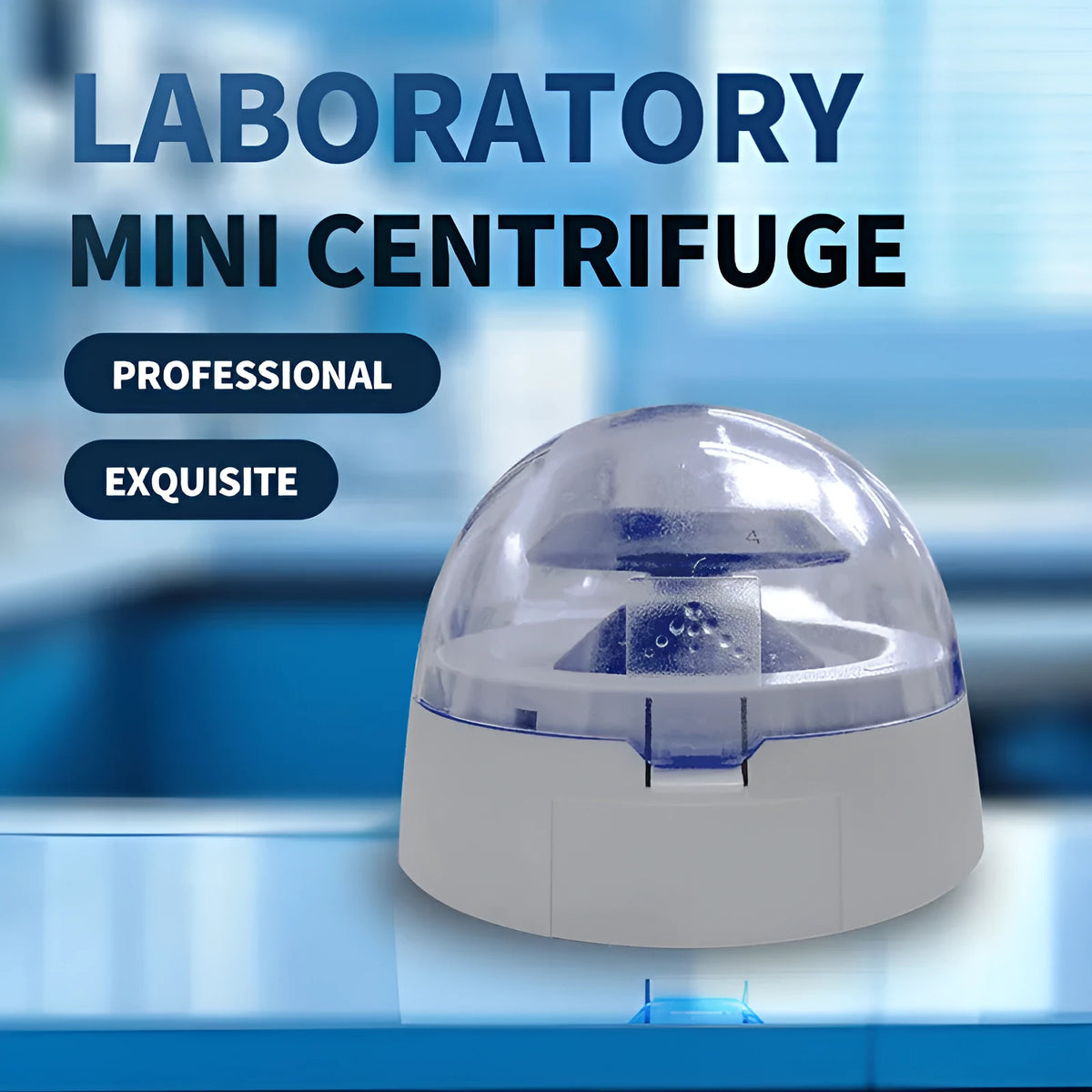 Mini laboratory centrifuge with electric operation and compact dimensions