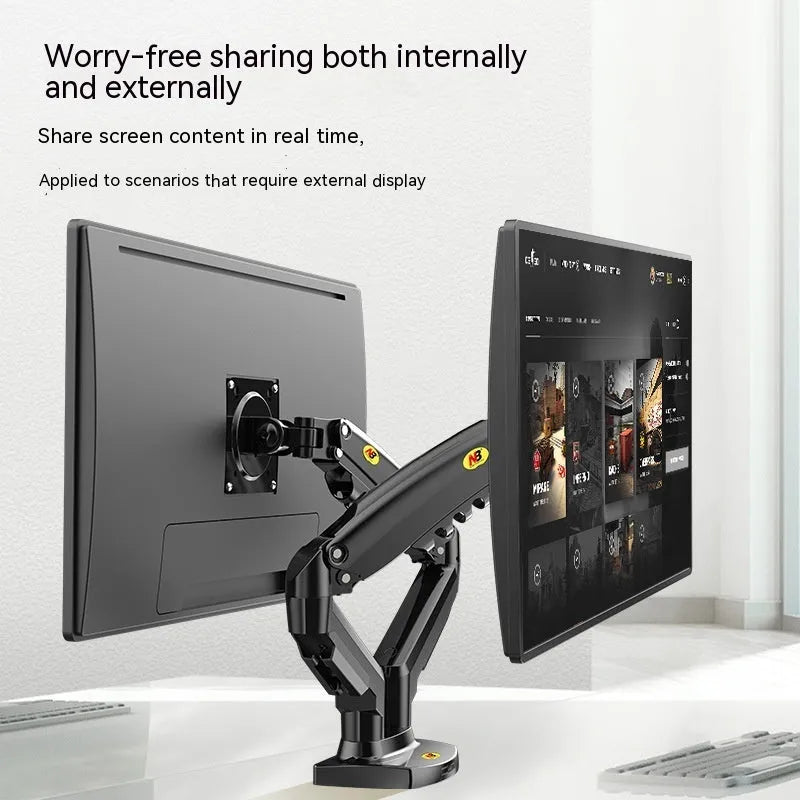 Aluminium alloy dual screen monitor bracket with VESA 75-100mm mounting compatibility
