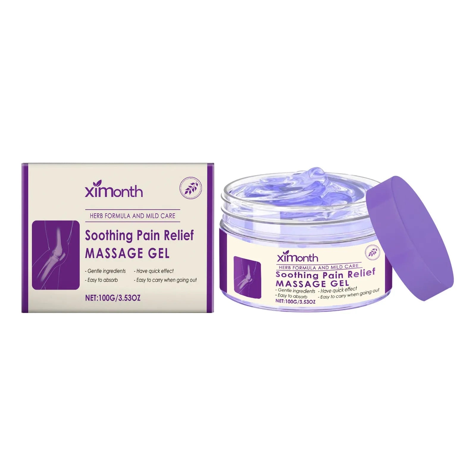 100g tube of body massage gel for joint and muscle care on knees and elbows.