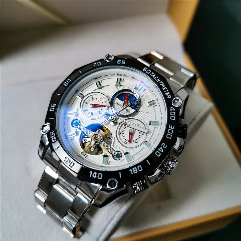 Men's automatic mechanical watch with 12mm thickness in multiple colour combinations