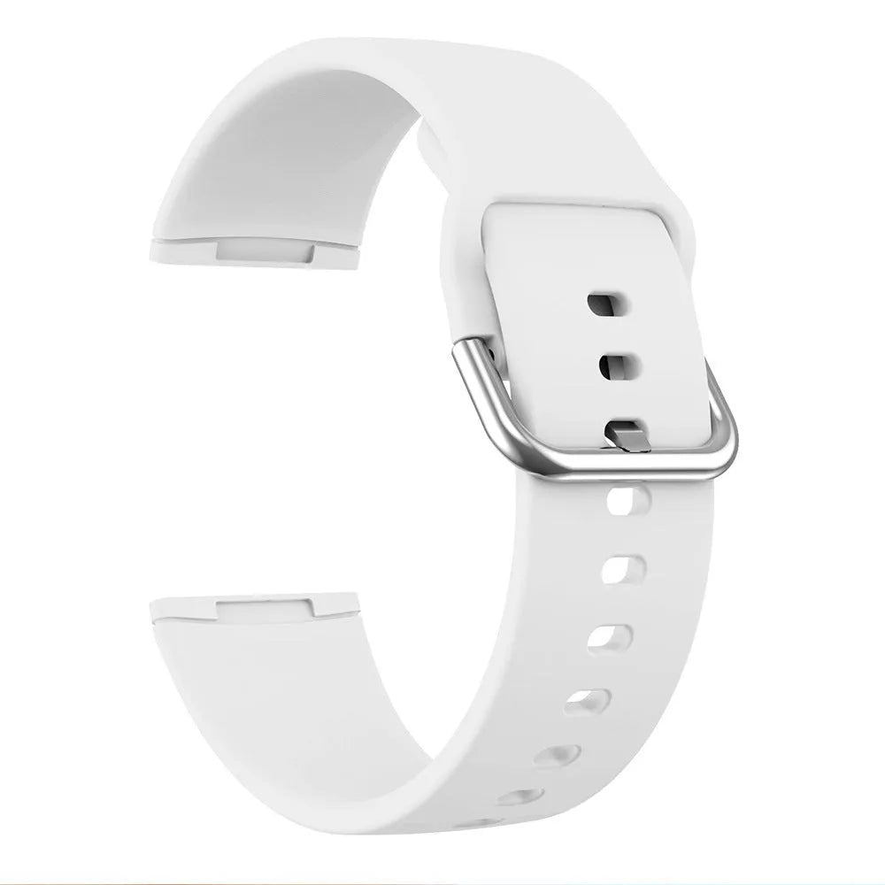 Solid color Silicone TPU strap with silver buckle compatible with Fitbit Versa 3 and Sense 2