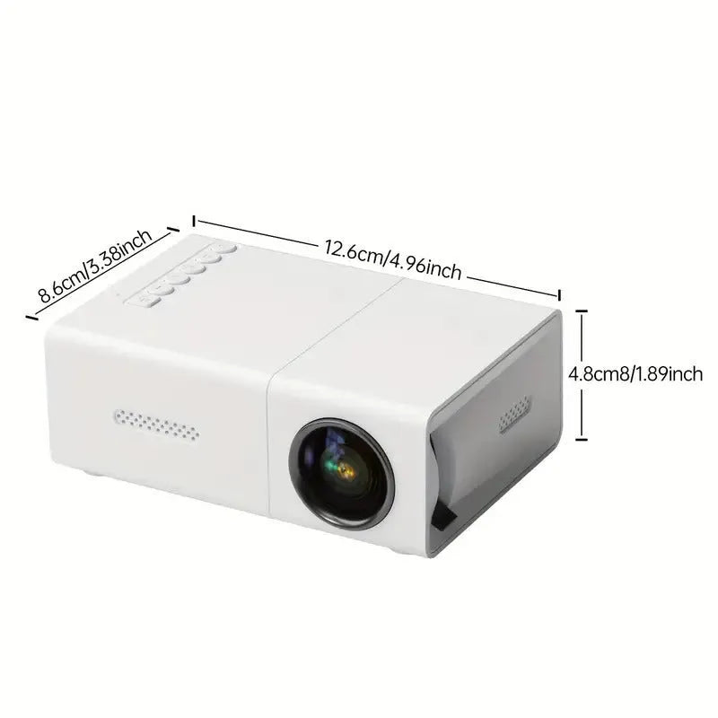 M100 mini LED projector in white or black colour projecting 100-inch image for home cinema