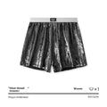 Galaxy reflective bright silver casual woven underwear in polyester fabric with loose fit sports design
