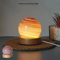 Modern planet-themed USB night light with dimming on a base, showing compact 80x90mm size.