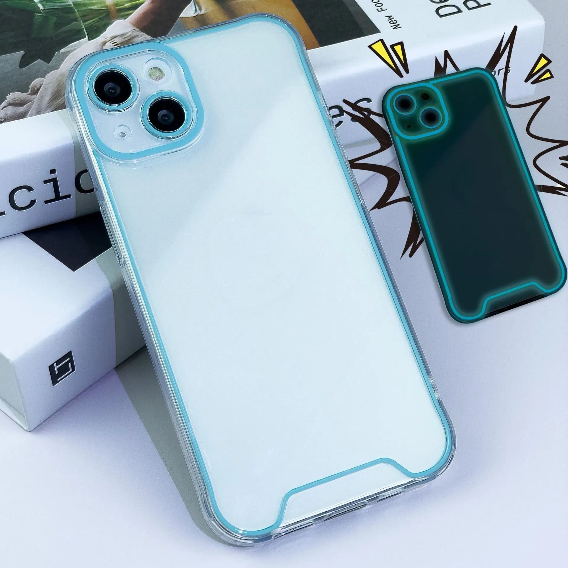 Glow in the dark green Christmas soft shell iPhone case on a table.