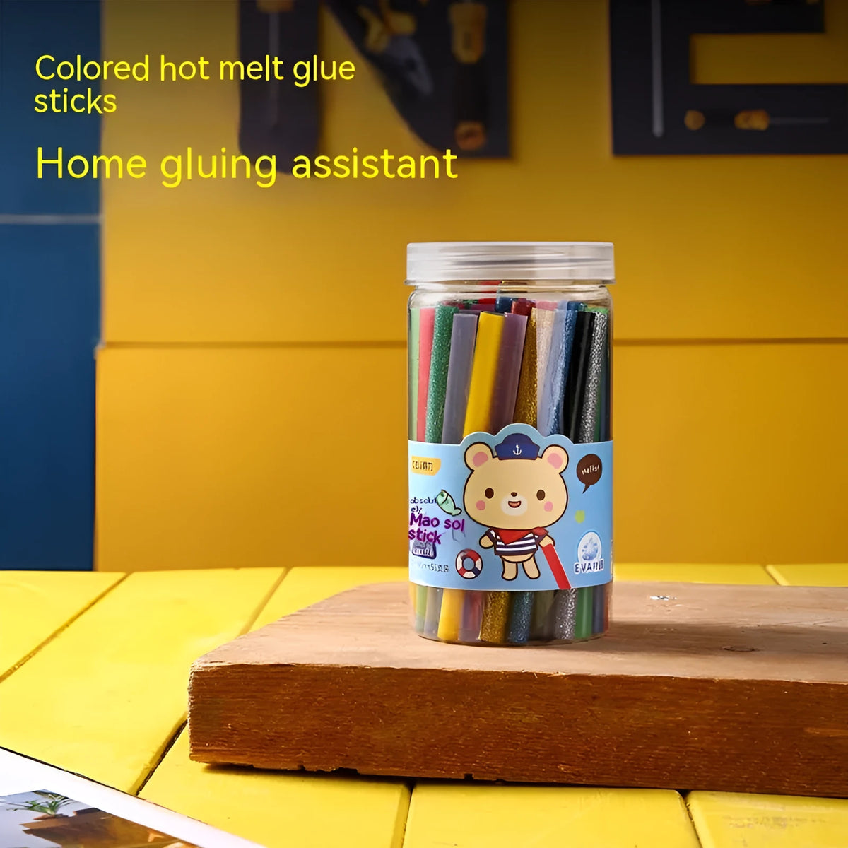 Transparent hot melt glue sticks, 7mm diameter, 55-piece set in packaging