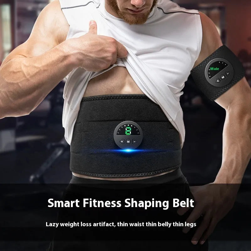 Electronic fitness belt with display screen and adjustable 120cm waist strap for body shaping