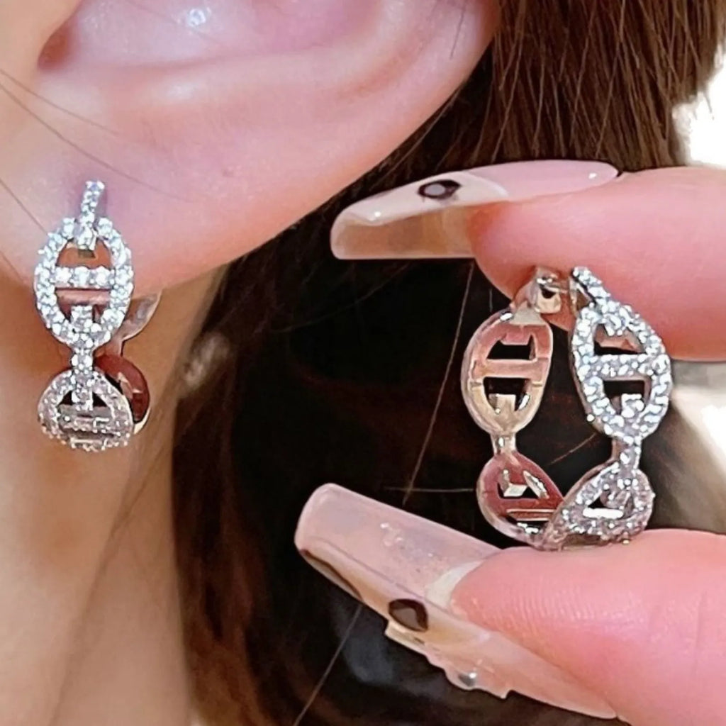 A pair of women's casual diamond-design earrings with a thick gold-plated finish in a choice of colours.