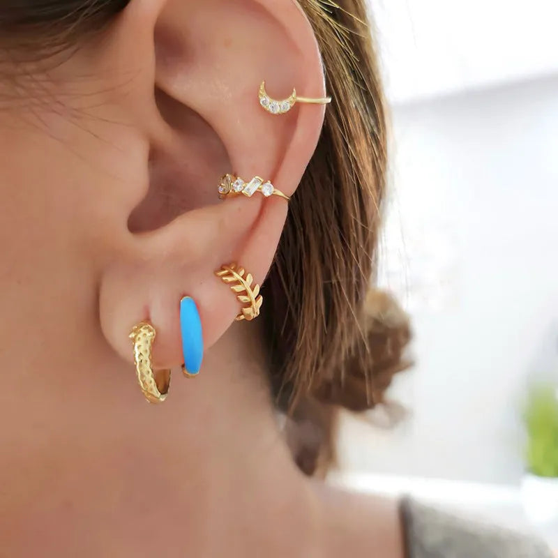 Geometric U-shaped epoxy resin earrings in colourful options on silver needle copper base