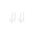 Silver heart-shaped copper earrings with three-dimensional glossy finish and Korean-style design