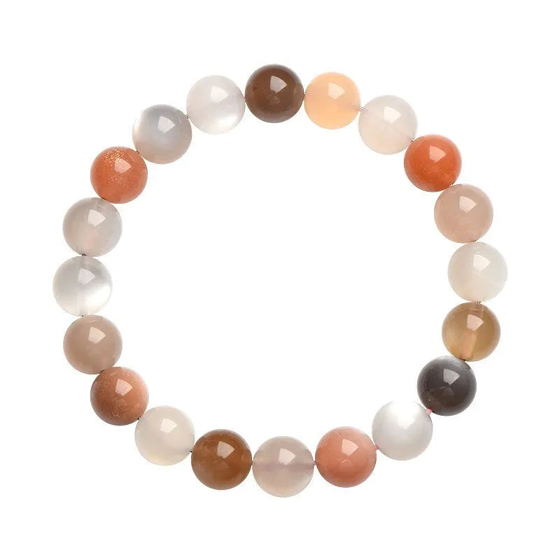 Natural moonstone bracelet with colourful moon light 8mm beads in unisex single circle design
