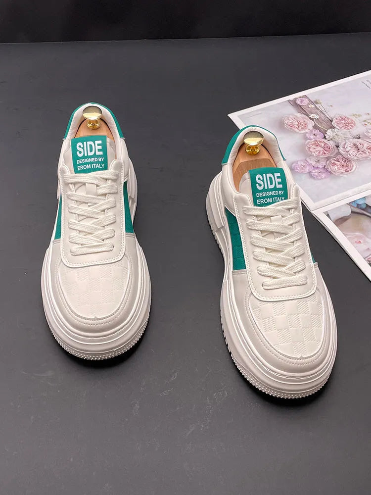 Sports casual shoes with cloth upper and rubber foam sole in white green colour