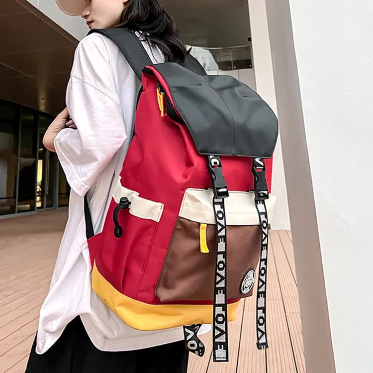 Oxford cloth school backpack in black, green, or red with handheld, shoulder and backpack carrying options