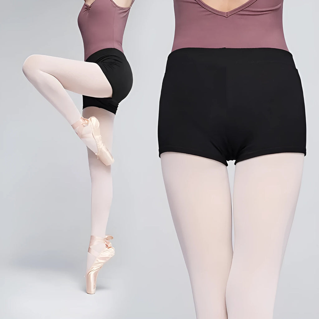 Black cotton women's dance practice pants shown flat, available in sizes from small to 2XL.