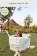 Pure cotton pet stroller cushion set with removable towel, pillow, and floral patterned cover