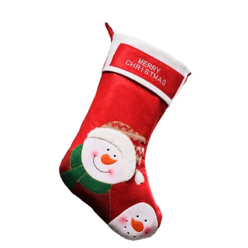 Non-woven fabric Christmas candy bag ornament with snowman design hanging as decoration