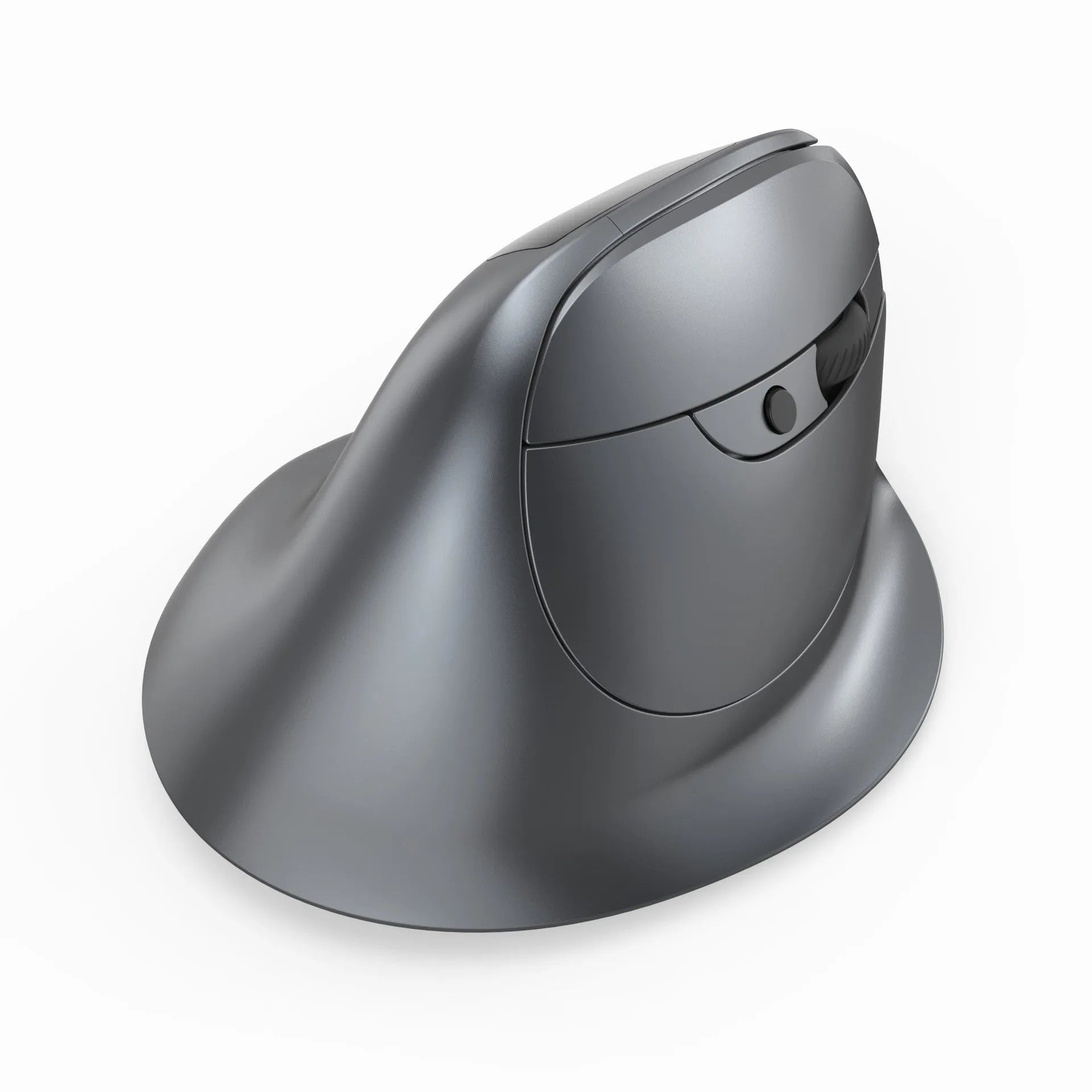 Grey vertical grip Bluetooth mouse with self-charging function for laptop use