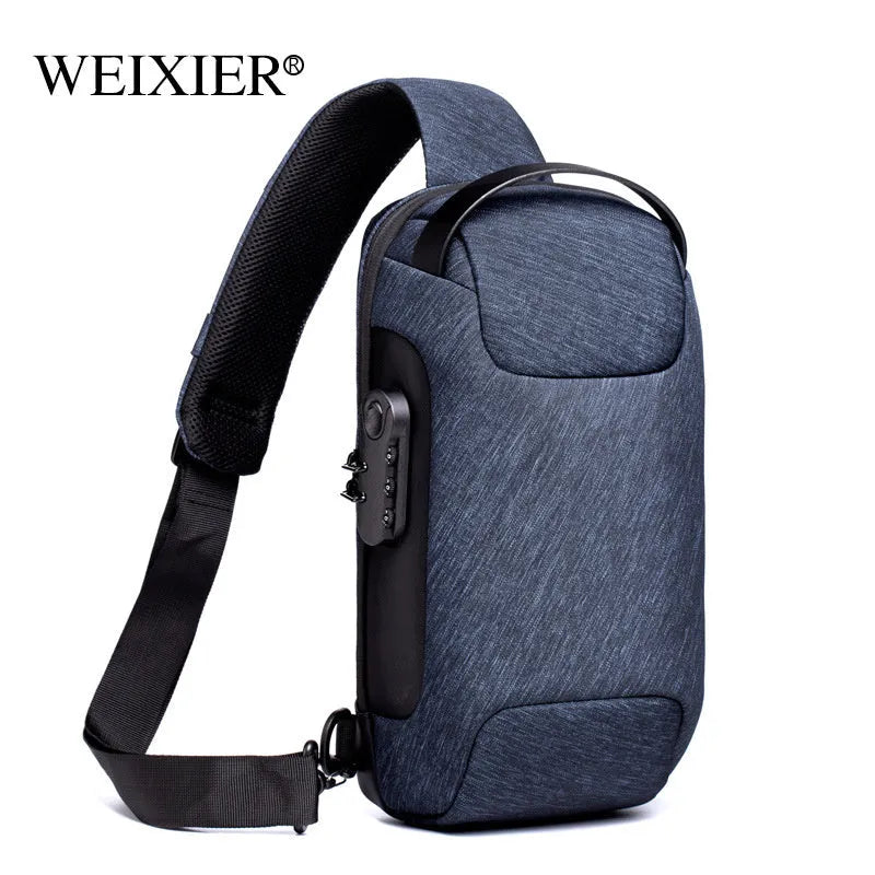 Men's waterproof Oxford cloth crossbody bag with anti-theft design and internal organiser pockets