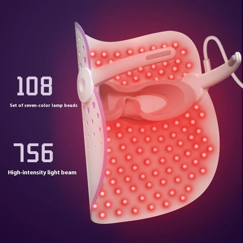 White and purple photon IPL beauty mask device for home facial light therapy.