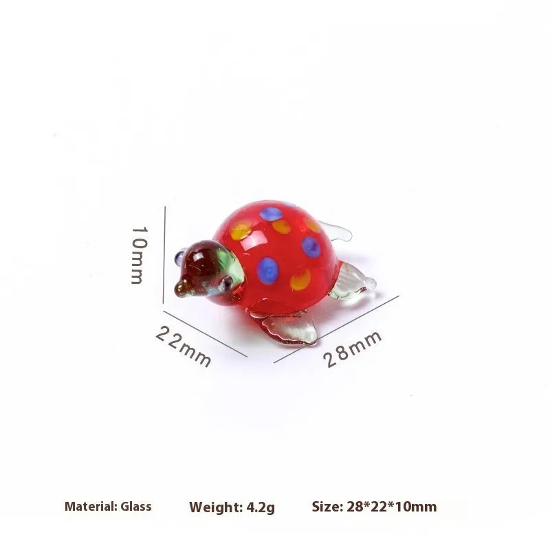 Set of six geometric glass turtle desktop decorations in assorted colour combinations