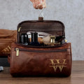 Men's personalised PU travel bag in four colour options with included makeup bag