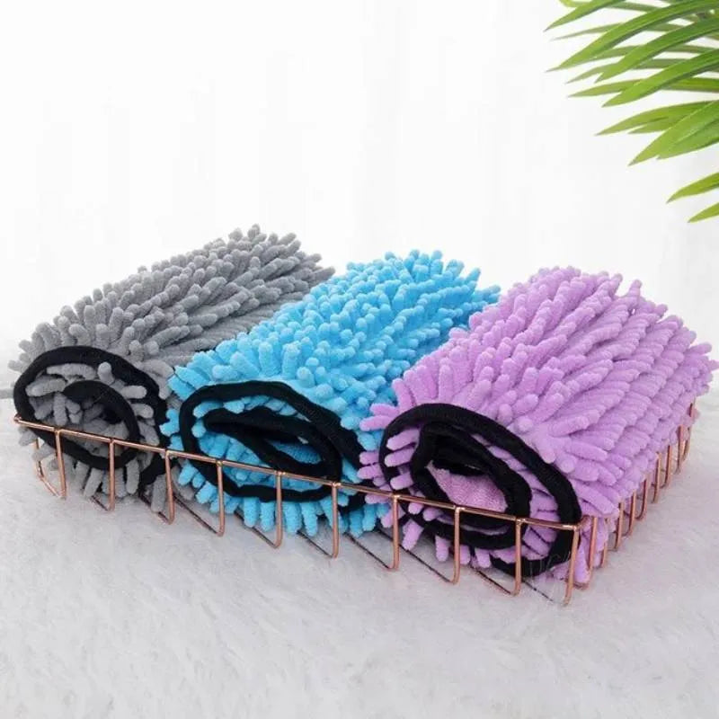 Thickened fiber dog bath robe towel in blue gray purple red measuring 62x23cm for quick drying pets