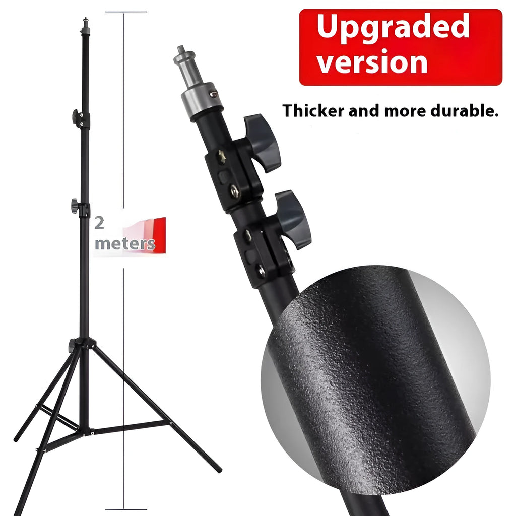 Frosted tripod light stand with mobile phone holder on carbon steel legs