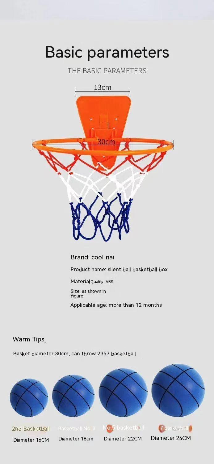 Silent PU foam training basketball in assorted colours showing smooth texture and basketball sizing
