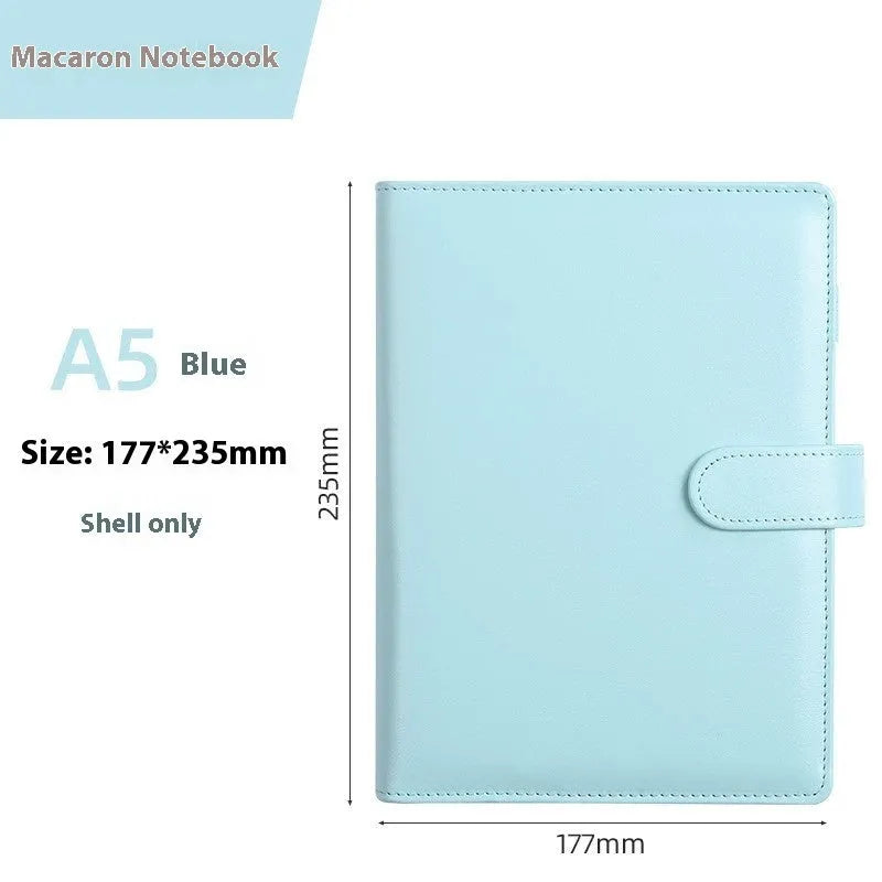 A5 solid colour PU leather notebook shell with zipper closure shown in pink