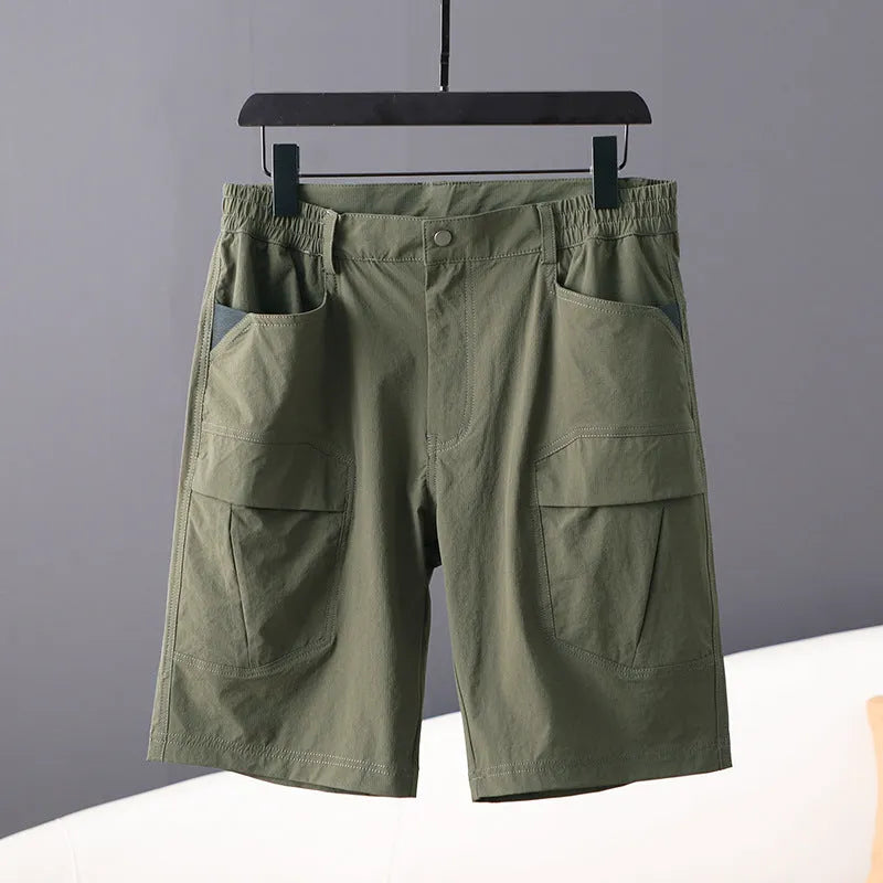 Men's summer cargo shorts with multi pockets in navy blue, khaki, or Army Green, sizes M to 5XL