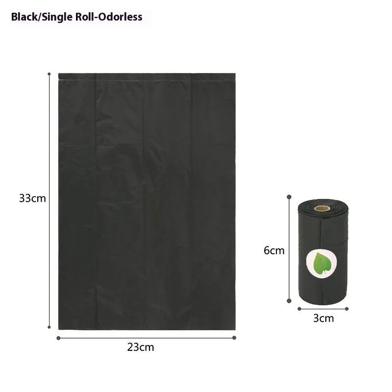 EPI degradable pet waste bag rolls in green, black, blue, and orange colours with a capsule dispenser.