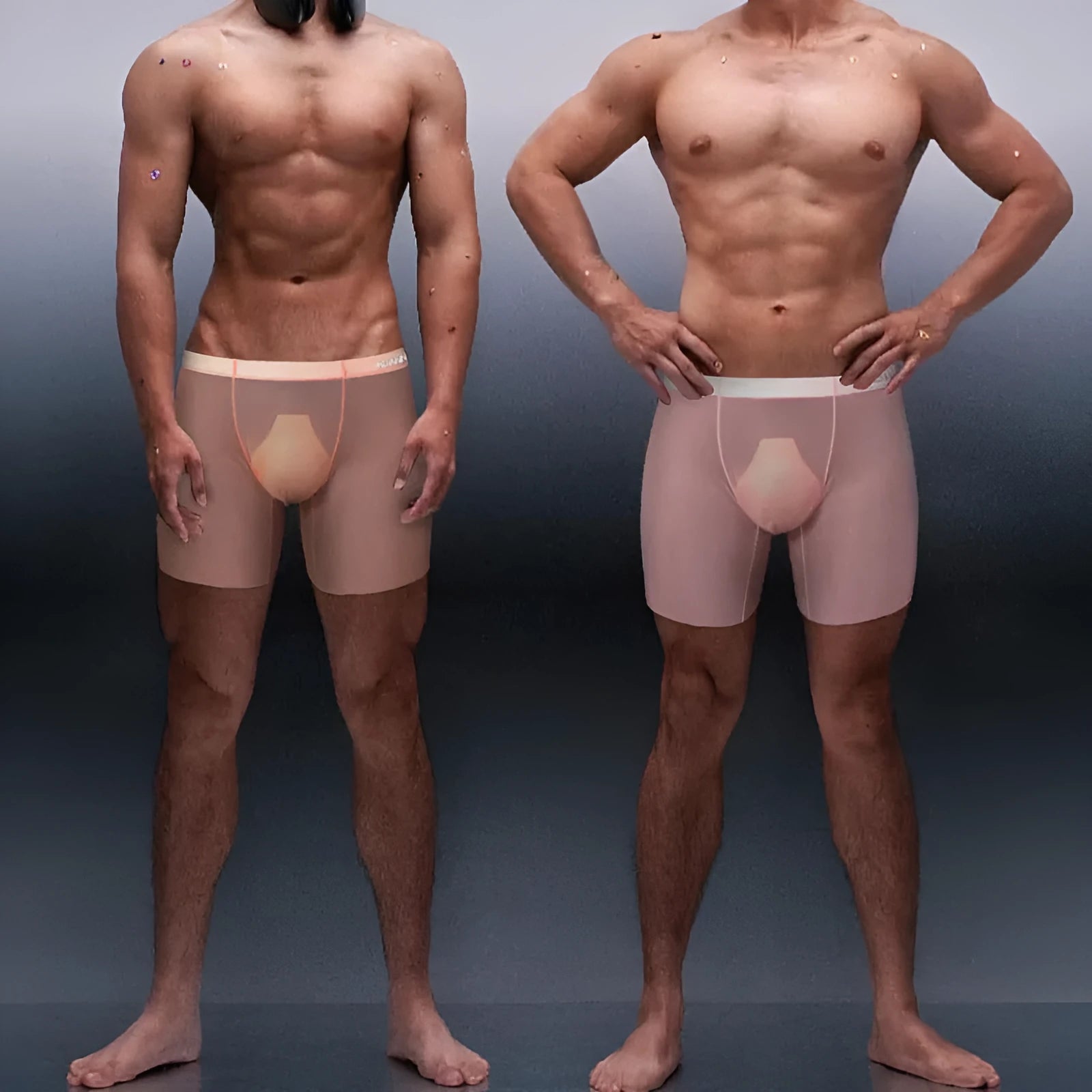 Men's seamless nylon boxer shorts in orange colour with low-rise waistband