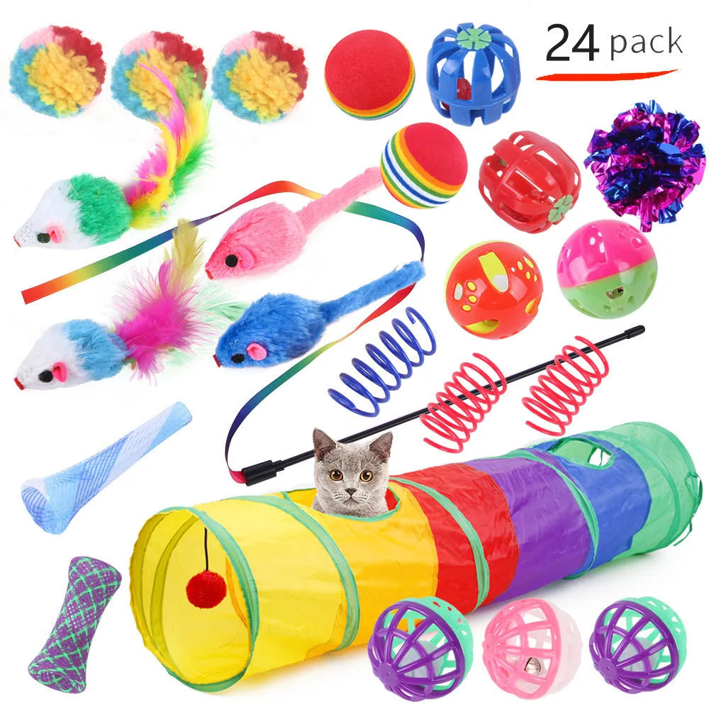 Plastic cat channel tunnel toy in various colours for indoor pet play