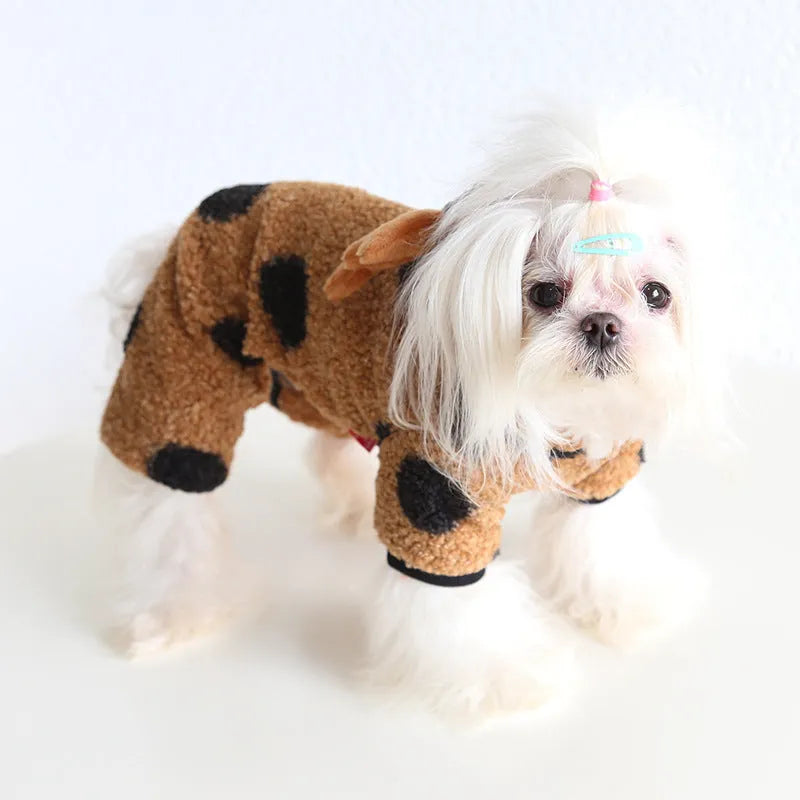 Petstyle big polka dot elk couple clothes for cats and dogs in skirt or four feet style