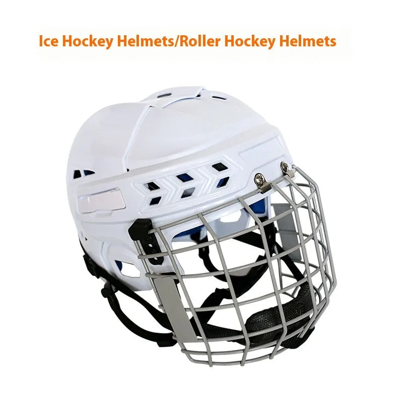 Ice hockey helmet with carbon steel face mask for winter sports head protection