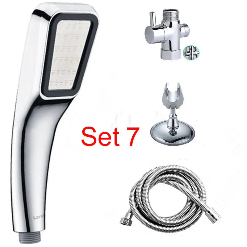 Orange hand-held pressurised shower set with rain function for bathroom installation