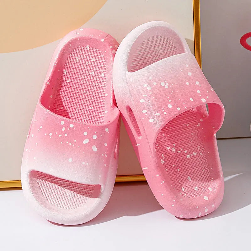Gradient colour PVC summer slippers for children with non-slip soles