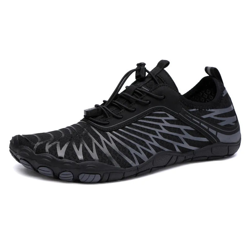 Outdoor casual lace-up shoes with non-slip rubber sole and breathable gauze lining in multiple colour options