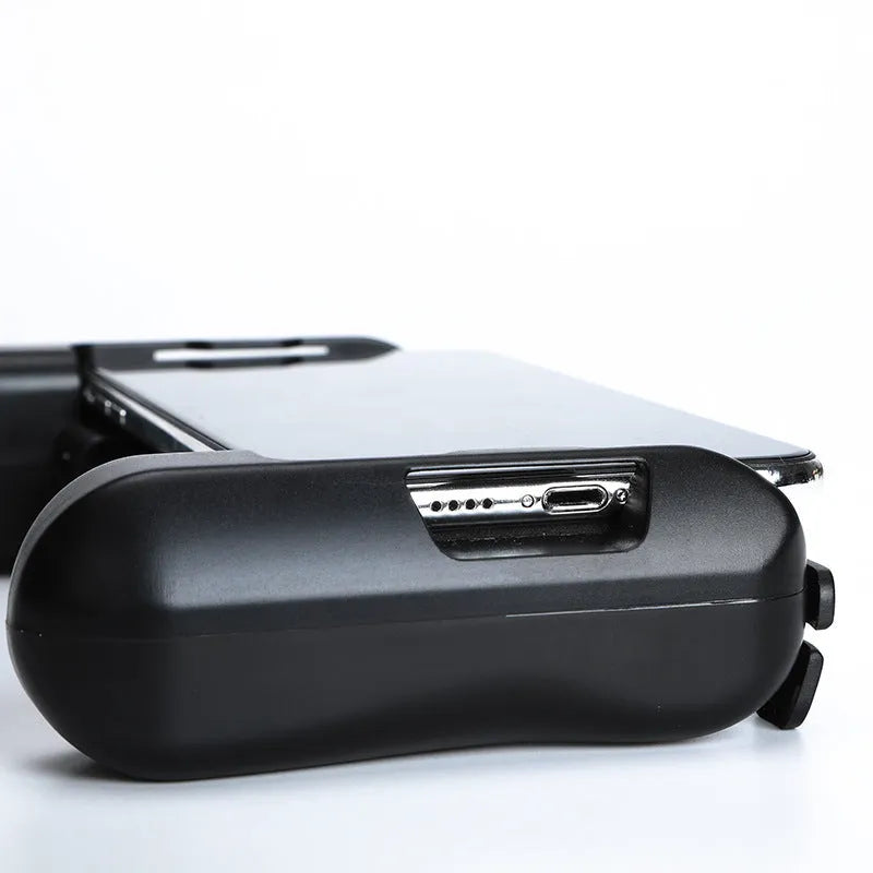 Black Bluetooth mobile game controller for Apple iOS iPhone gaming with cooling feature