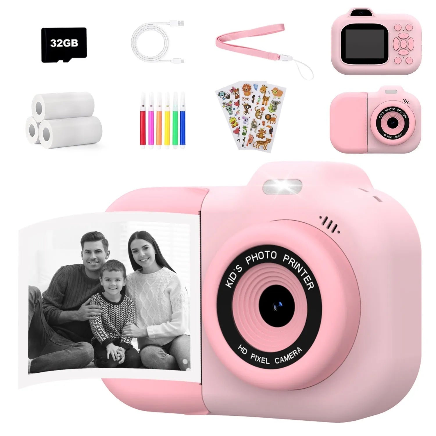 Children's plastic digital camera in blue colour with video recording and game functions