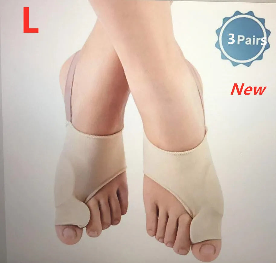 Corrective toe socks with silicone gel bunion pad and toe separator in three sizes
