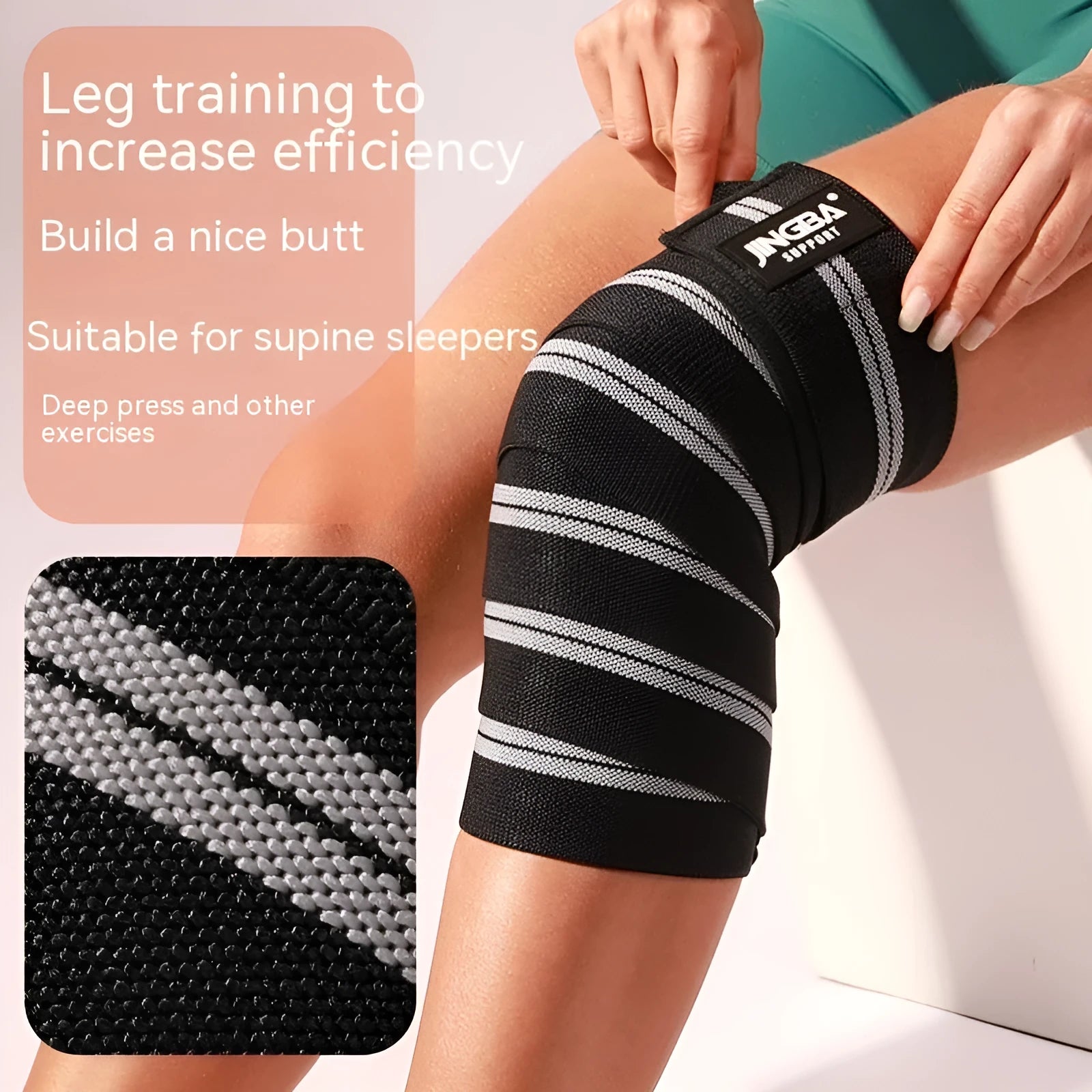 Adjustable free-size knee pads for sports, shown in blue, for weightlifting and cycling.