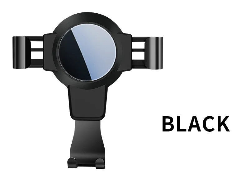 Black S4 ABS gravity mirror mobile phone bracket mounted on car air conditioning vent holding smartphone