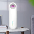White portable UV sterilizer lamp showing compact dimensions for mobile disinfection use
